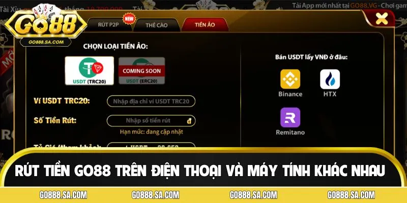 Người chơi có thể rút tiền trên máy tính/điện thoại